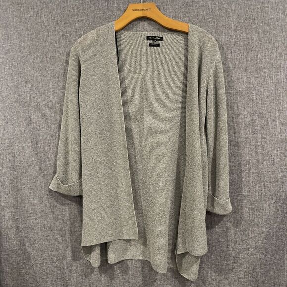 Massimo Dutti Women Cardigan Open Front Slinky Neutral Sz XS EItaly Grey Brown - Picture 3 of 12